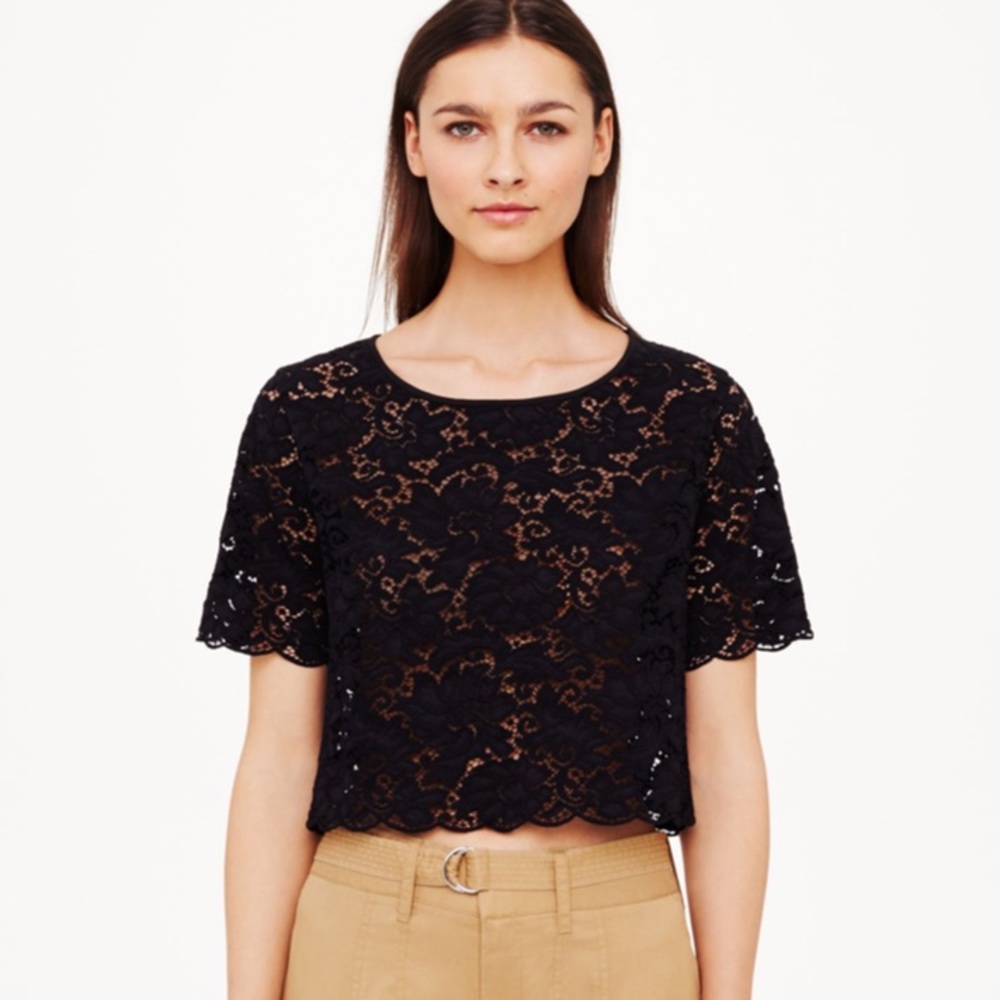 Club Monaco Black Nazanin Lace Top